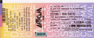 Scan place de concert : Editors l (Le Bataclan - Paris 11e)